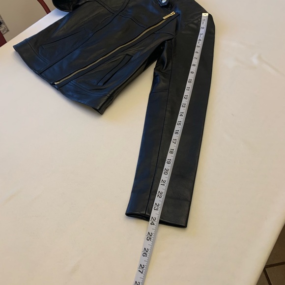 NWT Michael Kors black genuine leather moto jacket size XS - Picture 14 of 14